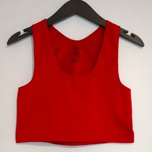 Anthropologie Red Hot Cropped Racerback Pullover Tank Top Sports Bra L/XL